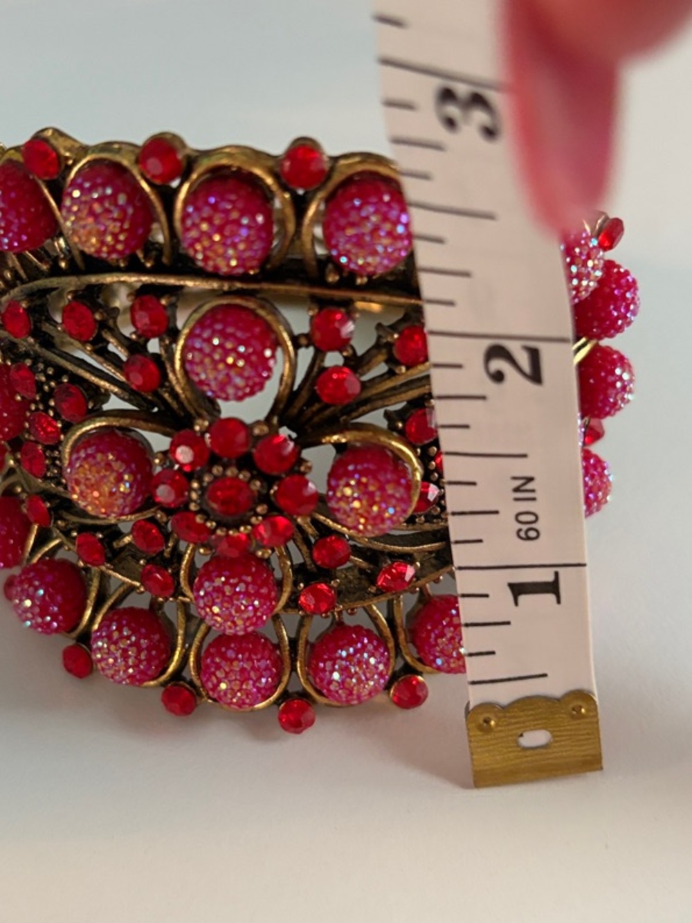 Pink Beaded Statement Cuff Bracelet - Picture 8 of 8